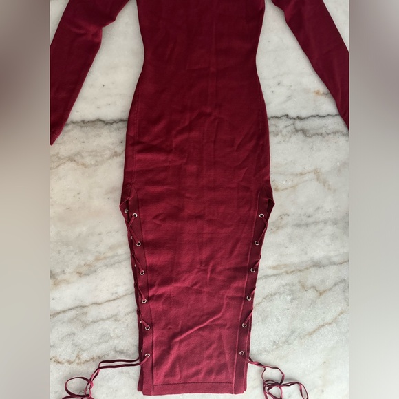 NWT-Lace Up Sides Midi Dress - Picture 5 of 8